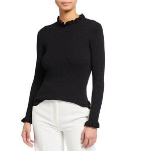 Anne Klein Ribbed Ruffle Detail Sweater